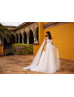 One Shoulder Beaded Ivory Lace Tulle Sparkly Wedding Dress